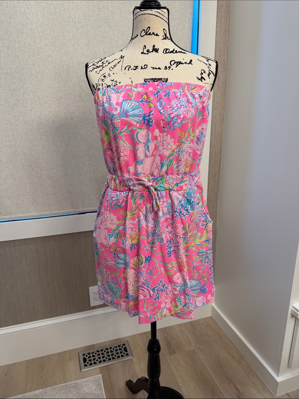 Lilly Pulitzer Pink Tropical Strapless Swim Coverup